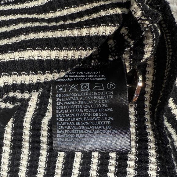 H&M Black White Striped Cotton Blend Cardigan Jacket Womens Size L NWT - Picture 7 of 7